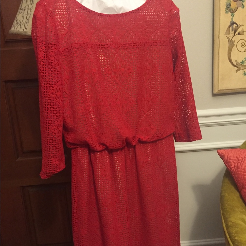 Vintage Classic Red, Cinched-waist Dress (lined)
